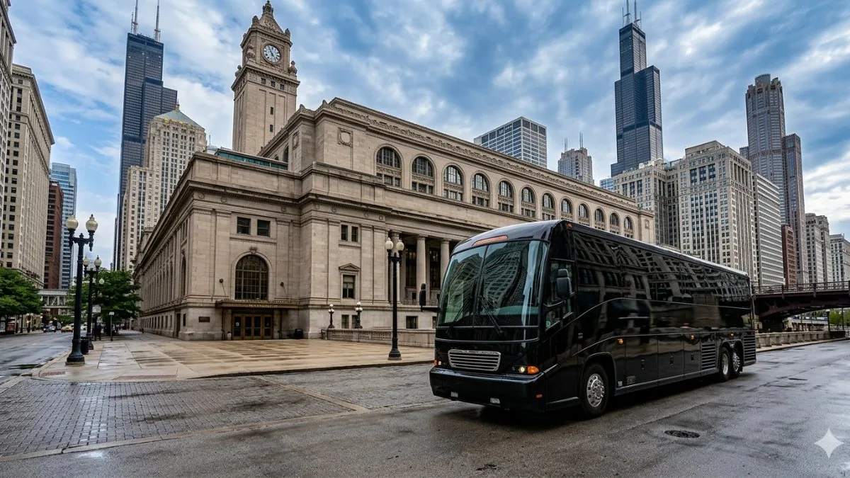 Black motorcoach for large Chicago groups