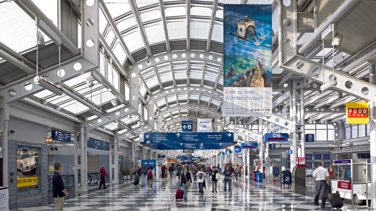 O'Hare terminal interior for Skokie airport transfers