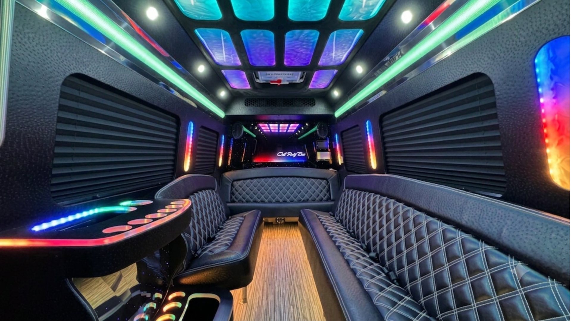 Party bus interior - color-changing club lighting