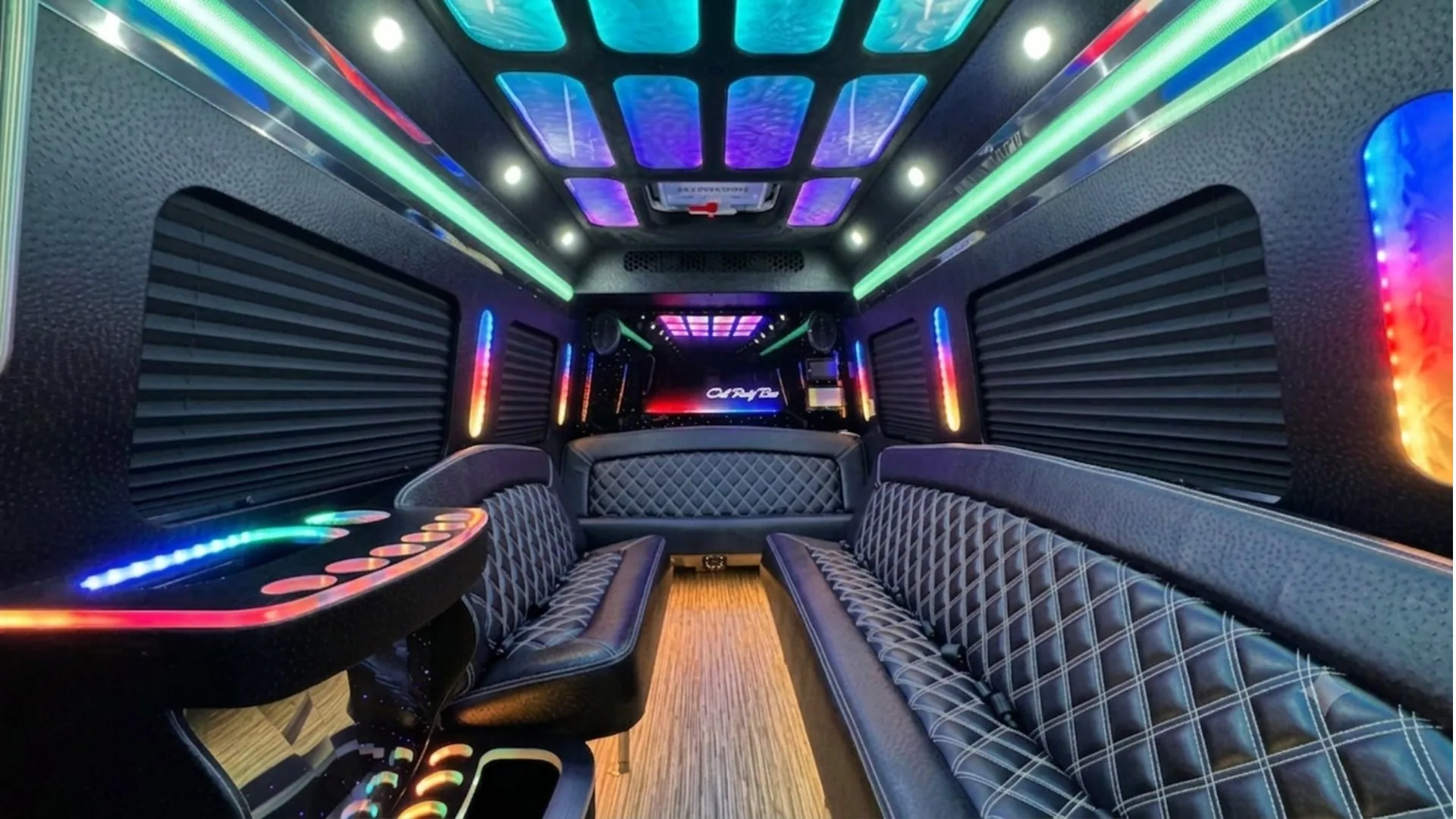 Party bus interior - color-changing club lighting